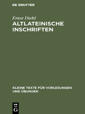cover image of Altlateinische Inschriften